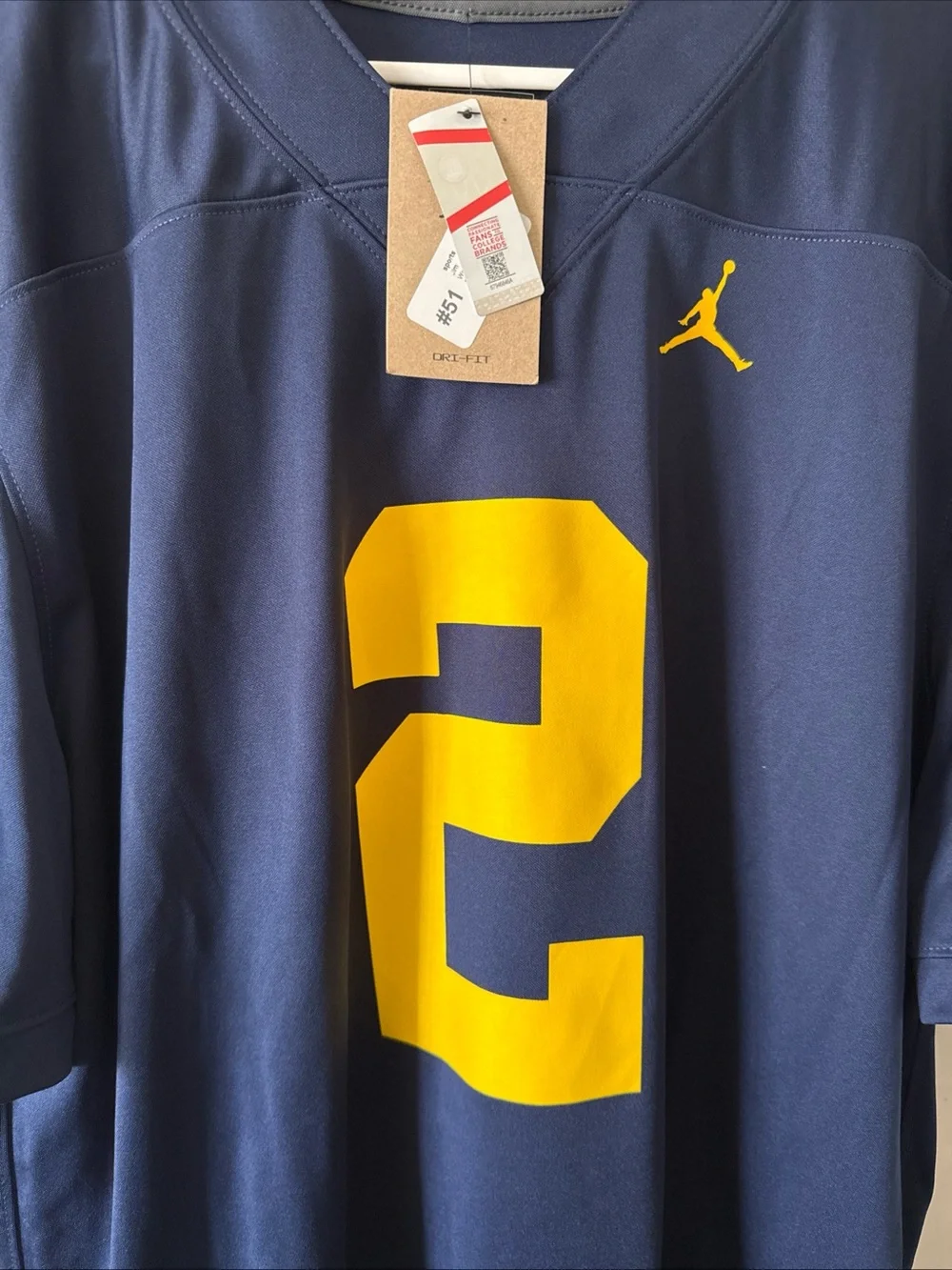 Men’s Jordan Will Johnson #2 Michigan Wolverines NCAA Jersey Sz XL - NWT RARE
